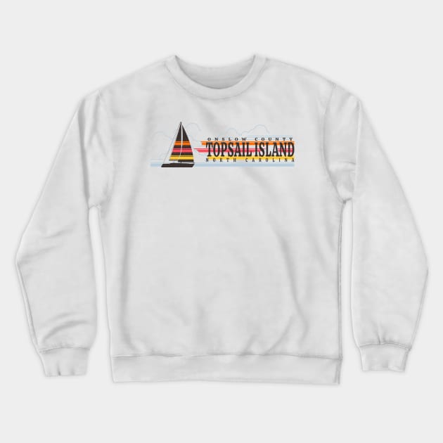 Topsail Island, NC Summertime Vacationing Sailboat Crewneck Sweatshirt by Contentarama